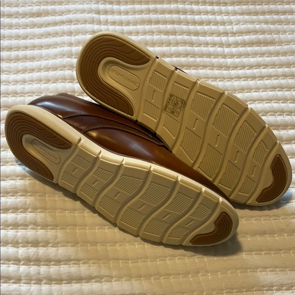 New mens Bruno Marc Brown Leather Derby Shoes with Contrast Sole size 12